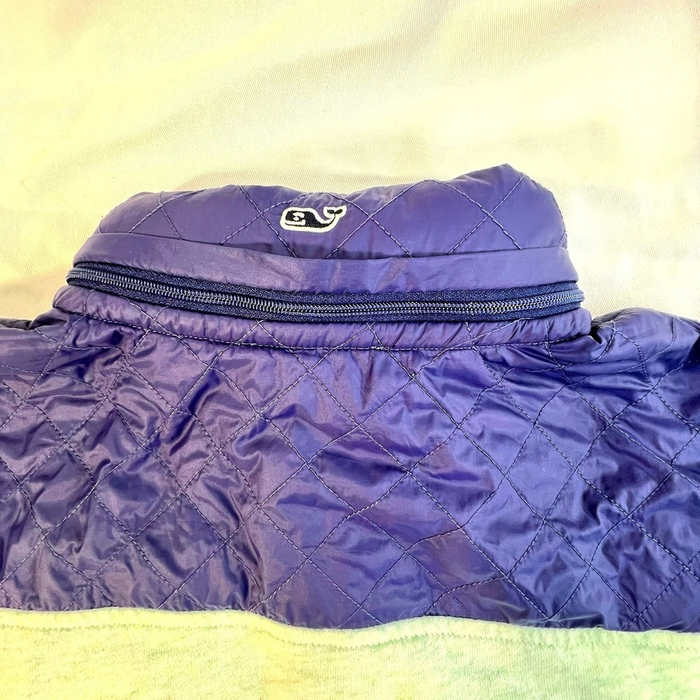 Vineyard Vines Pullover Quilted Snap Neck Hooded Sweatshirt Mint Navy Small - Picture 7 of 12